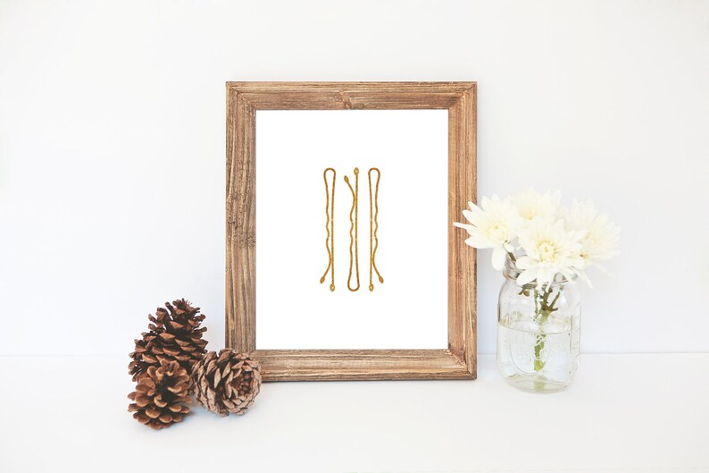 5x7 Bobbi Pins Print Gold Salon Art Salon Decor 5x7 Etsy