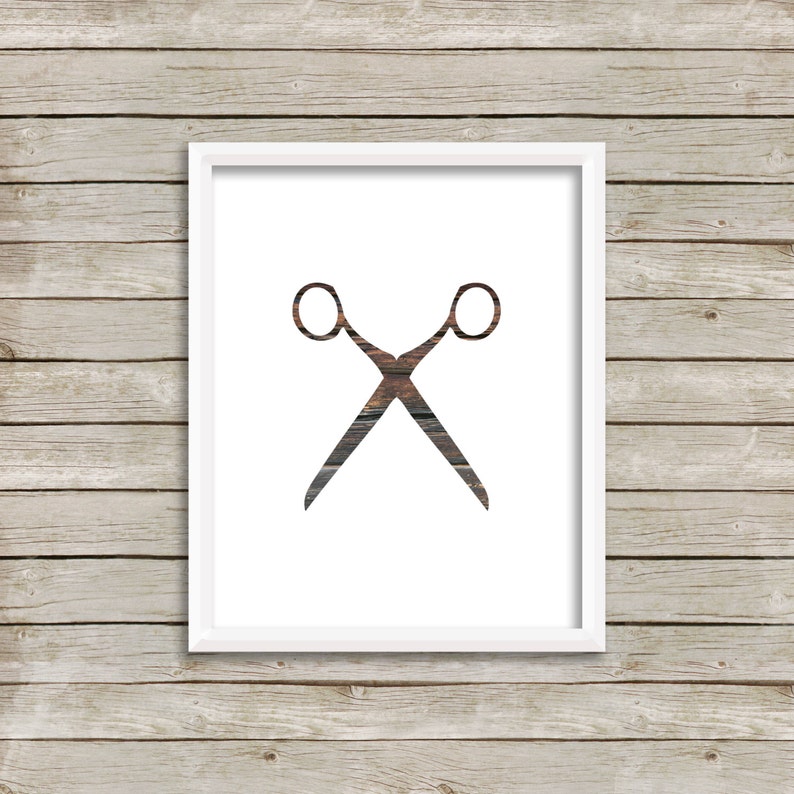 Scissors Print Wood Wall Art Hair Stylists Wall Art Wooden Etsy