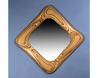 Large Diamond Mirror: Wood Frame, Modern Wall Decor (15x15)