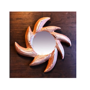 Swirl Wall Mirror - Amber or Blue - 13 Inch Diameter