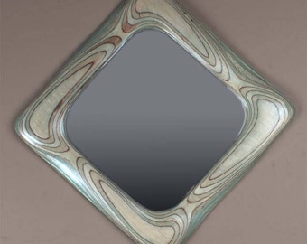 Large Diamond Mirror: Wood Frame, Modern Wall Decor (15x15)