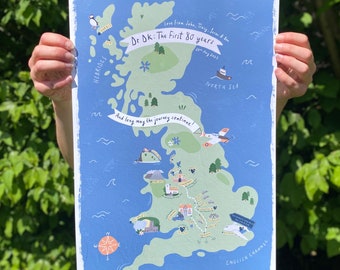 Personalised, hand drawn, illustrated Travel Memory Map