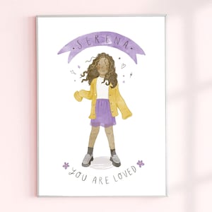 Retrato ilustrado personalizado, Afirmación positiva, Dibujos animados dibujados a mano a partir de una foto, Decoración de la guardería, regalo personalizado, Retrato de niños