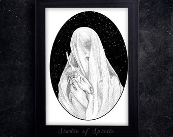 Gothic Art Print - Surrealism Art Print - Original Art - Tarot Cards Witchy Gothic Horror Renaissance Home Decor
