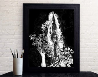 Gothic Art Print - Art Nouveau Art Print - Original Art - Witchy Gothic Garden Feet Art