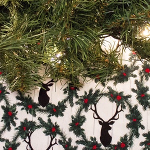 Christmas Tree Skirt- Deer-Wreath-Holiday Decor-Deer Christmas Decor-Deer Decoration-Christmas Wreath-Christmas Tree-Tree Skirt-42&quot;
