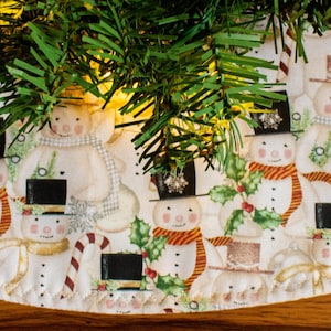 Snowman Tree Skirt-Christmas Tree Skirt-Snowmen-Christmas Decoration-Snowman Decor-Top Hat-Snowman Decoration-Primitive Christmas