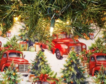 Red Truck Christmas Tree Skirt: Farmhouse Holiday Decor (36")