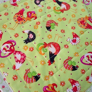 Chicken-Rooster-Farm-Country-Table Runner-Farm Table-Flowers-Green-Red-Black-Orange-Home Decor-Farmhouse Decor-Country Decor-15 x 72
