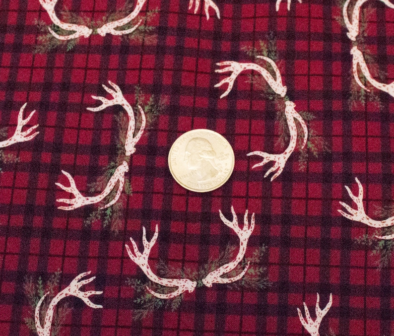 Christmas Tree Skirt-Deer Antlers-Deer Rack-Woodland Christmas-Cabin Decor-Holiday Decor-Christmas Decor-Buffalo Plaid Deer Tree Skirt-36