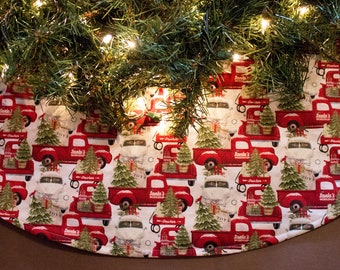 Christmas Tree Skirt-Truck-Red Truck Christmas-Tree Skirt-Rustic Christmas-Farmhouse Decor-Christmas Tree-Christmas Truck-Vintage Truck 42"