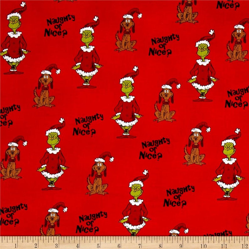 Christmas Tree Skirt-Grinch-Naughty-Red-Green-Santa-Santa Hat-Dog-Made with Grinch Fabric-Holiday Decor-36