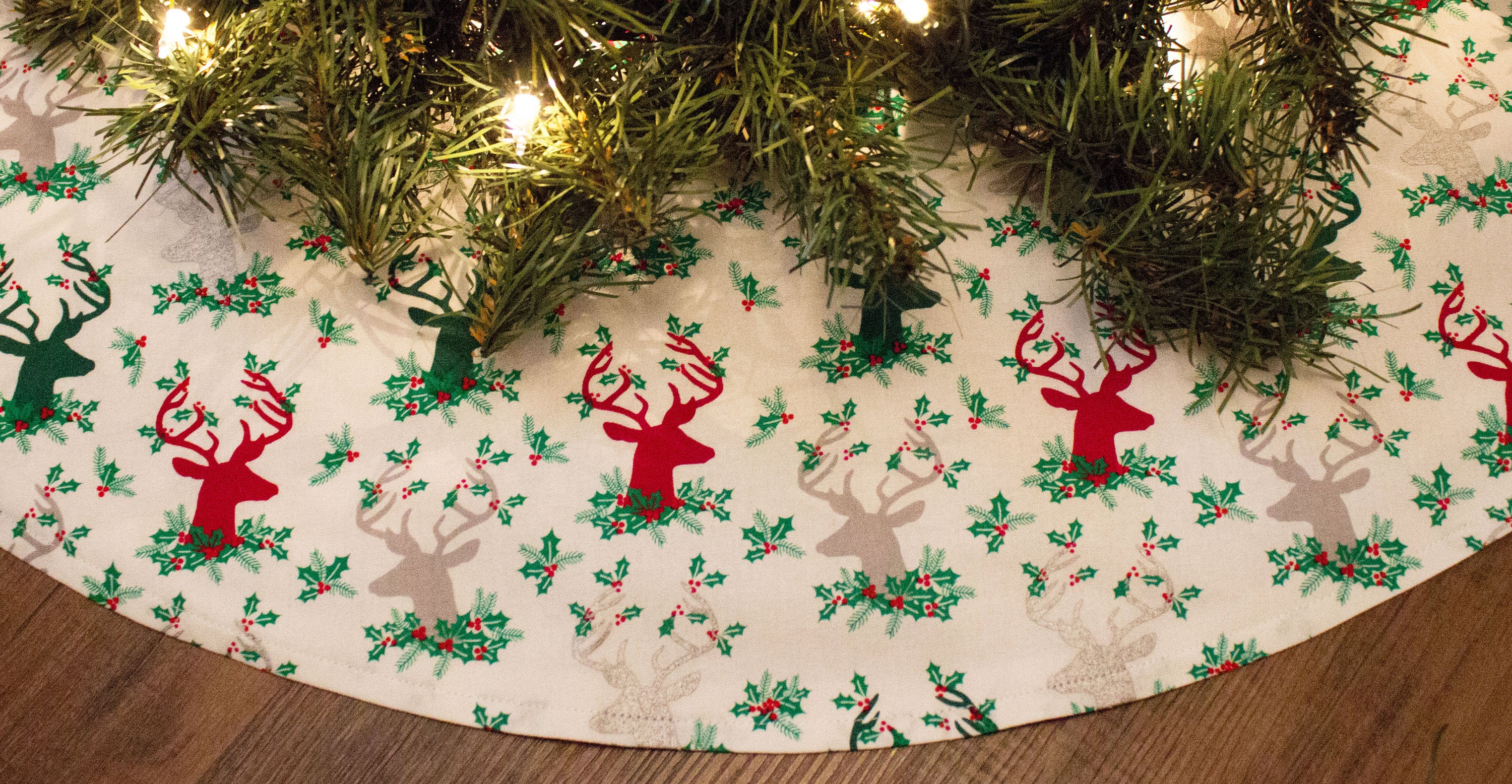 Christmas Tree Skirtdeerdeer Tree Skirtcountry Etsy