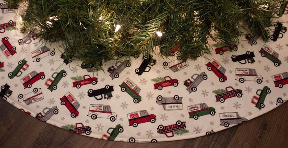 Christmas Tree Skirt-Antique Truck Decoration-Classic Truck-Vintage Truck Tree Skirt-Christmas Decoration-Antique Truck-Holiday Decor-42-43
