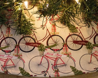 Christmas Tree Skirt-Bike-Bicycle-Bicycle Decor-Cyclist Gift-Cycle-Christmas Tree-Vintage Bike-Vintage Bicycle-Tree Skirt-36"