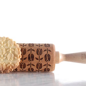 TULIPANI - mattarello inciso per biscotti - idea regalo perfetta, floreale, biologico, naturale, idea regalo di Natale, idea regalo per la festa della mamma