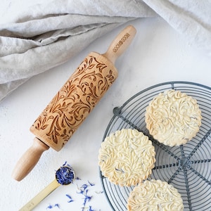 BAROQUE  – mini embossing rolling pin for cookies, laser engraved, Christmas gift, Mother’s Day gift, perfect birthday gift, nature inspired