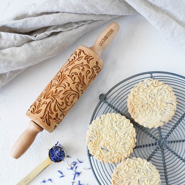 BAROQUE  – mini embossing rolling pin for cookies, laser engraved, Christmas gift, Mother’s Day gift, perfect birthday gift, nature inspired