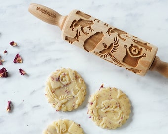 FORMOSAN SYMBOLS –  MINI embossing rolling pin for cookies, embossed biscuits, laser engraved roller, Mother’s Day gift, Christmas gift