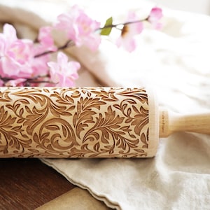 BAROQUE - embossing rolling pin for cookies, embossed biscuits, Christmas gift, Mother’s Day gift, laser engraved, solid wood