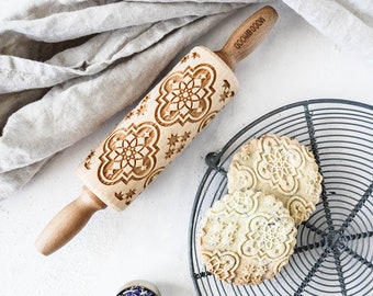 ALHAMBRA – mini embossing rolling pin for cookies, laser engraved, solid wood, Christmas gift, Mother’s Day, Spain, Granada, arabesque