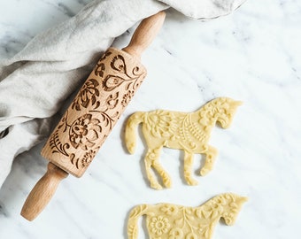 Rodillo con relieve floral: Sello para galletas folclóricas polacas, regalo para la familia polaca.