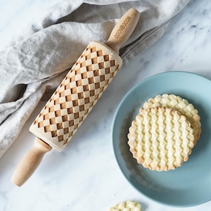 Mini Embossing Rolling Pin: Circus Cookie Stamp, Beech Wood