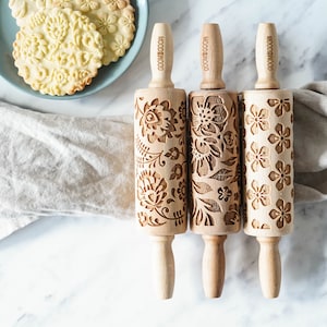 SUMMER VIBES –set of 3 MINI rolling pins for cookies, biscuits, perfect gift, floral, organic, natural, Christmas gift idea, Mother’s Day