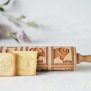 Zodiac Rolling Pin for Baking Cookies • Wooden Engraved Rolling Pin • Gift for Christmas and Mother’s Day • Kitchen and Home Decor