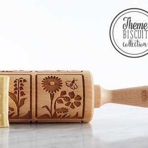 Easter Cookie Rolling Pin: Engraved Beechwood, Holiday Baking