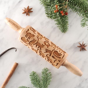 FUNNY CATS - MINI embossing rolling pin for cookies, embossed biscuits, Christmas gift, Mother’s Day gift, laser engraved, animal lover