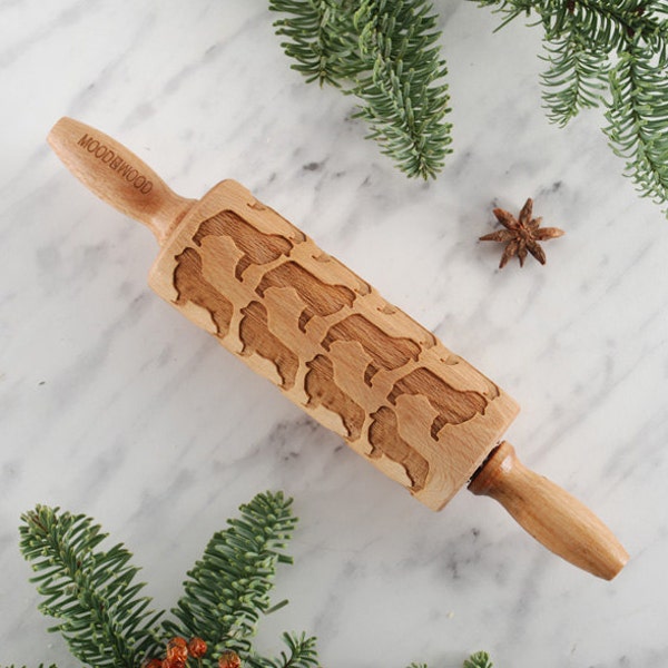 AUSTRALIAN SHEPARD -MINI embossing rolling pin for cookies,embossed biscuits, perfect Christmas, Mother’s Day, laser engraved, animal lovers