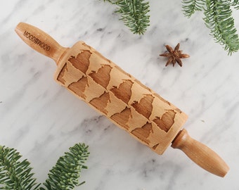 CHINCHILA - MINI embossing rolling pin for cookies, embossed biscuits, Christmas, Mother’s Day, laser engraved, solid wood, animal lover