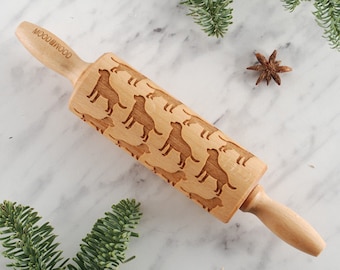 LABRADOR - MINI embossing rolling pin for cookies, laser engraved, solid wood, perfect Christmas gift, Mother’s Day present, animal fan