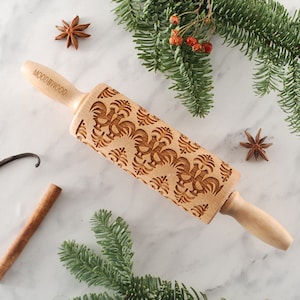 Rooster Embossing Rolling Pin: Polish Folk Cookie Stamp