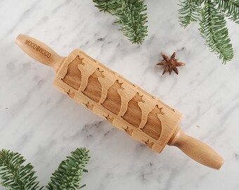 ABYSSINIAN - MINI embossing rolling pin for cookies, embossed biscuits, perfect gift idea, Christmas gift, Mother’s Day gift, laser engraved