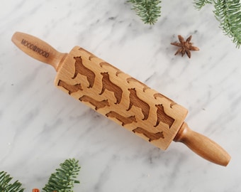 HUSKY - MINI embossing rolling pin for cookies, laser engraved, solid wood, perfect Christmas gift, Mother’s Day , animal lover, dogs breeds