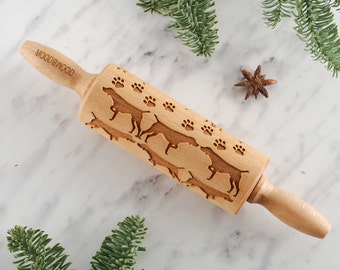 DEUTSCHE KURZHAAR POINTER - Mini Prägerolle für Kekse, Kekse mit Prägung, Weihnachtsgeschenk aus Holz, Muttertagsgeschenk, mit Gravur