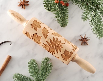 Autumn Leaves Embossed Rolling Pin: Cookie Baking Tool