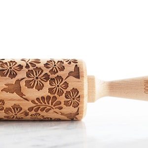 HUMMINGBIRDS - embossing rolling pin for cookies, laser engraved, solid wood, perfect Christmas gift, Mother’s Day present, bird watch