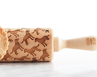 LABRADOR - embossing rolling pin for cookies, laser engraved, solid wood, perfect Christmas gift, Mother’s Day present, animal fan