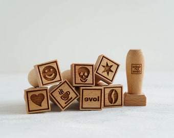 CLASSIC - set of 8 wooden stamps, engraved stamps for cookies, gift for baker, Christmas gift idea, embossing wood stamp, Mothers day gift