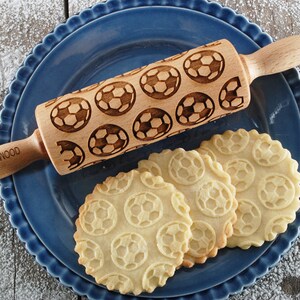 SOCCER - MINI embossing rolling pin for cookies, laser engraved, solid wood, perfect Christmas gift, Mother’s Day gift, football, sport
