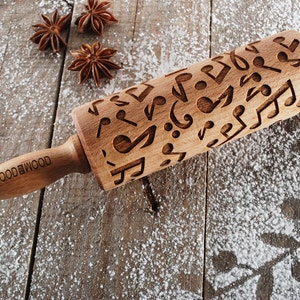 MUSIC - MINI embossed, engraved rolling pin for cookies - perfect Mother's Day idea - gift