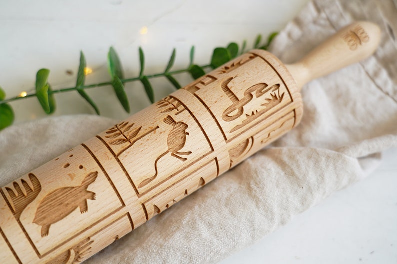 AUSTRALIAN ANIMALS THEME Embossing Rolling Pin for Cookies Etsy