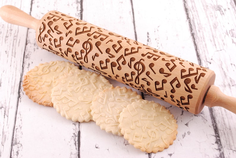 MUSIC embossed, engraved rolling pin for cookies image 4