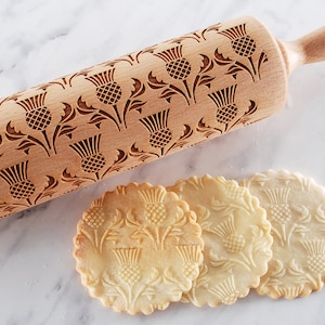 SCOTTISH THISTLE - embossed, engraved rolling pin for cookies - perfect gift idea
