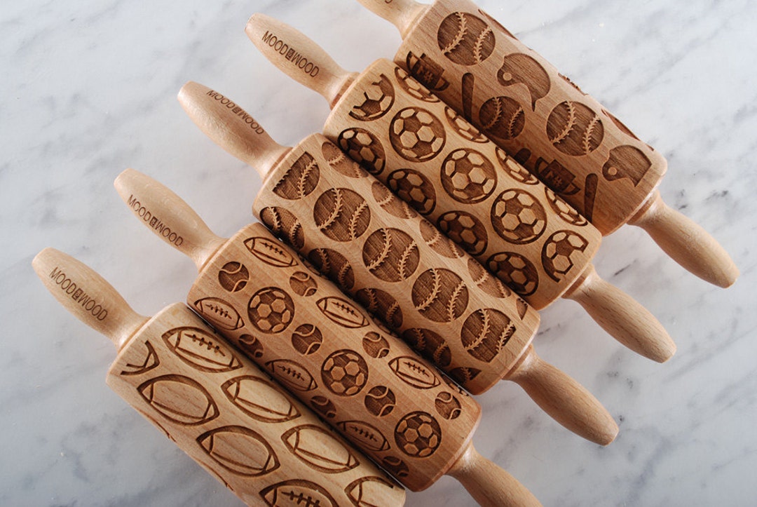 Sports Fan Embossing Rolling Pin Set: Laser Engraved Beech Wood - Etsy