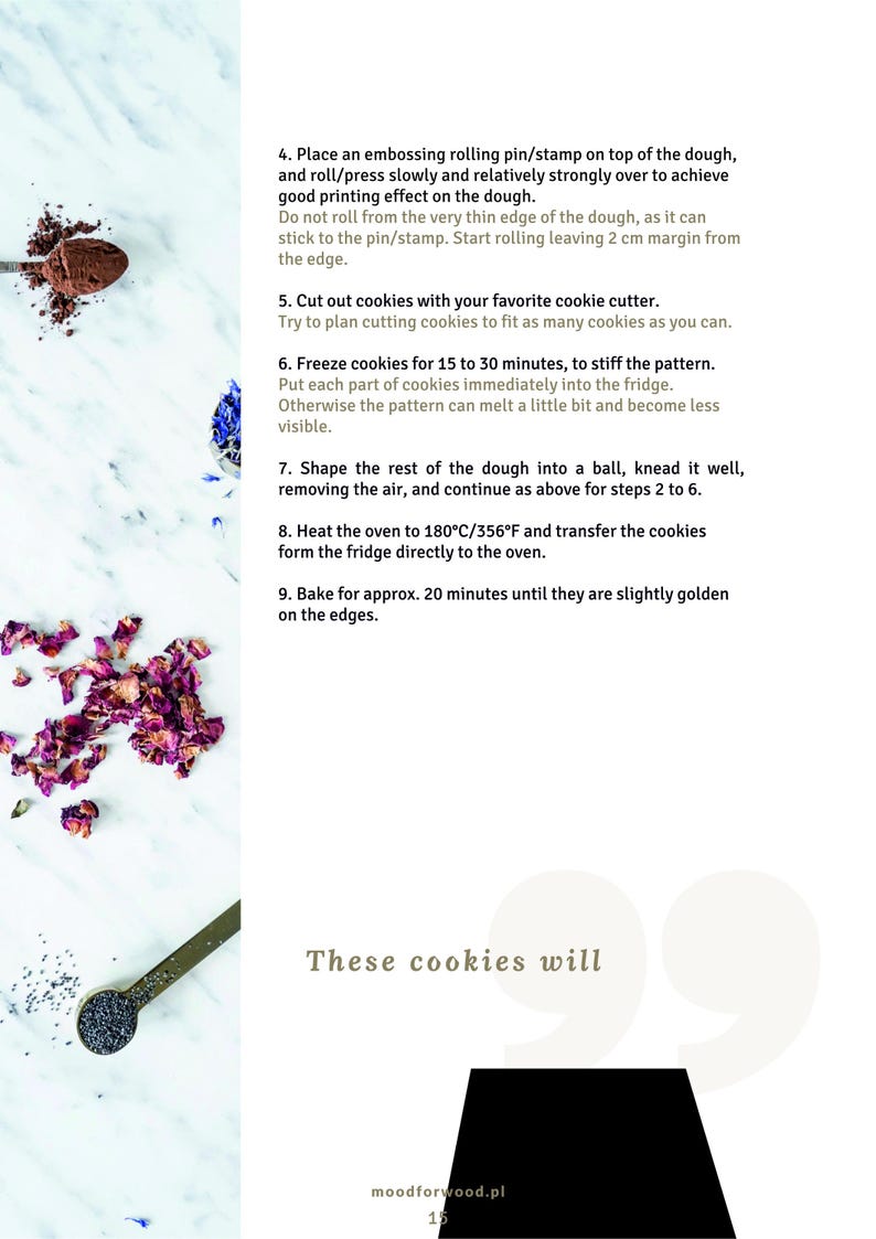 Rodillo de cocina con grabado de helecho, rodillo botánico de madera para galletas de 43 cm, herramienta de repostería en relieve, regalo inspirado en la naturaleza para panaderos. imagen 19