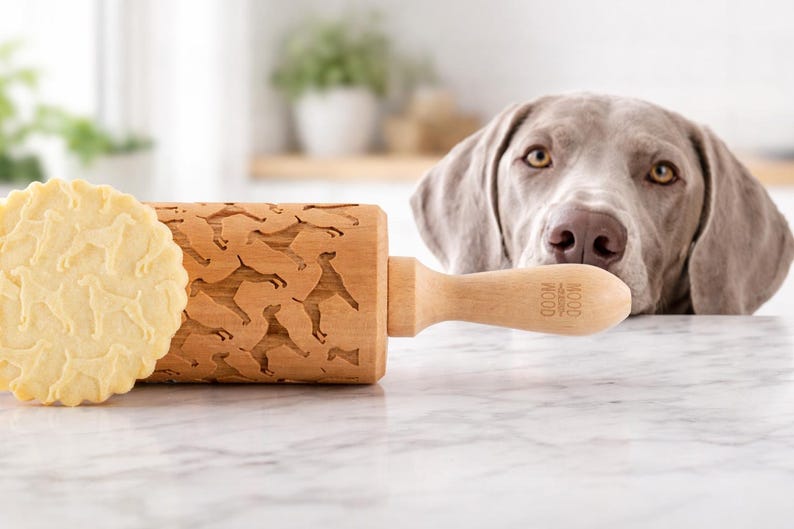 Weimaraner-deegroller: hondenkoekjesroller met reliëf, Moederdagcadeau, Gotcha Day-feestje afbeelding 1